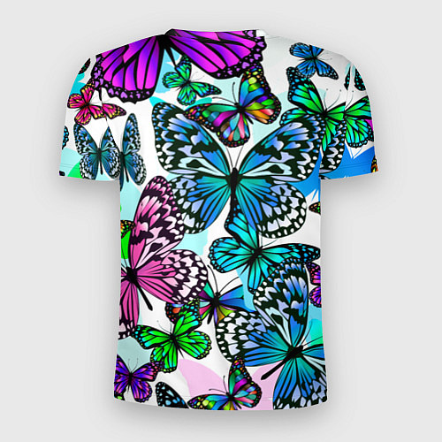 Мужская спорт-футболка Рой цветных бабочек / 3D-принт – фото 2