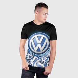 Футболка спортивная мужская Volkswagen Большое лого паттерн, цвет: 3D-принт — фото 2