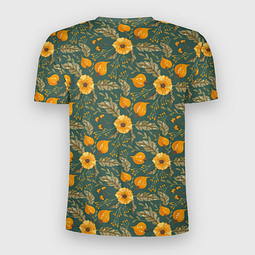 Мужская спорт-футболка Желтые цветочки и листья / 3D-принт – фото 2
