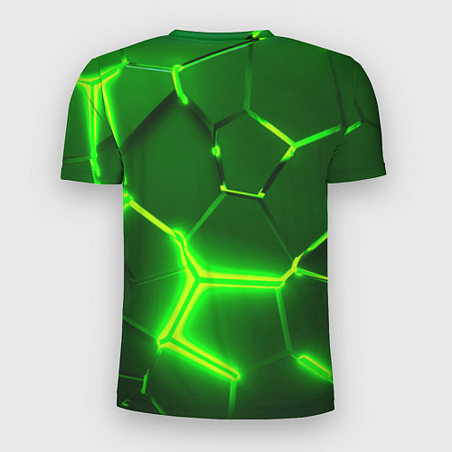 Мужская спорт-футболка 3D ПЛИТЫ НЕОН NEON GREEN HEXAGON РАЗЛОМ / 3D-принт – фото 2