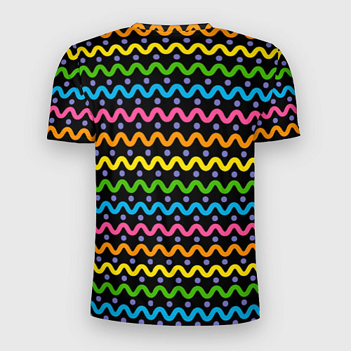 Мужская спорт-футболка Разноцветные волнистые линии / 3D-принт – фото 2