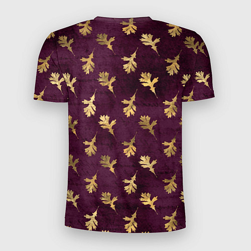 Мужская спорт-футболка Золотые листья на бордовом фоне / 3D-принт – фото 2