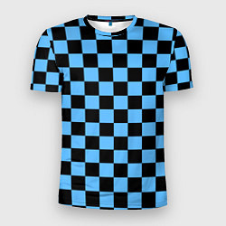 Футболка спортивная мужская Шахматная доска Синяя, цвет: 3D-принт