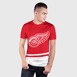 Футболка спортивная мужская Detroit Red Wings, Детройт Ред Уингз Диагональные, цвет: 3D-принт — фото 2