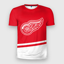 Футболка спортивная мужская Detroit Red Wings, Детройт Ред Уингз Диагональные, цвет: 3D-принт