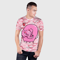 Футболка спортивная мужская Розовый влюбленный слон, цвет: 3D-принт — фото 2