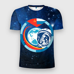 Мужская спорт-футболка Первый Космонавт Юрий Гагарин 3D 3