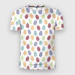 Мужская спорт-футболка Пасхальные яйца Паттерн на белом фоне