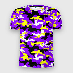 Футболка спортивная мужская Камуфляж Фиолетово-Жёлтый, цвет: 3D-принт