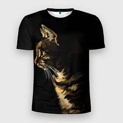 Мужская спорт-футболка Задумчивый полосатый кот