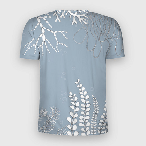 Мужская спорт-футболка Разноцветные акварельные рыбки и белые водоросли / 3D-принт – фото 2