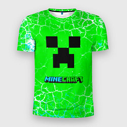 Мужская спорт-футболка Minecraft зеленый фон