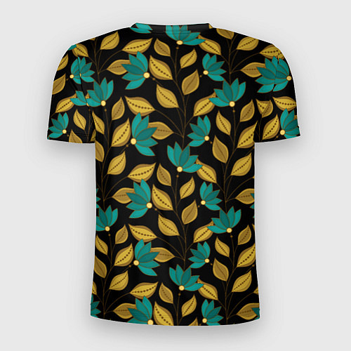 Мужская спорт-футболка Золотые и зеленые листья / 3D-принт – фото 2
