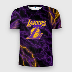 Мужская спорт-футболка Лейкерс Lakers яркие молнии