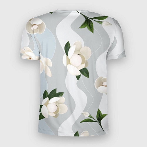 Мужская спорт-футболка Цветы Белые С Полосами / 3D-принт – фото 2