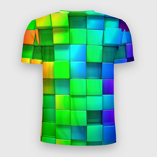 Мужская спорт-футболка РАЗНОЦВЕТНЫЕ КУБИКИ MULTICOLORED CUBES / 3D-принт – фото 2