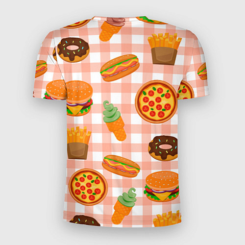 Мужская спорт-футболка PIZZA DONUT BURGER FRIES ICE CREAM pattern / 3D-принт – фото 2