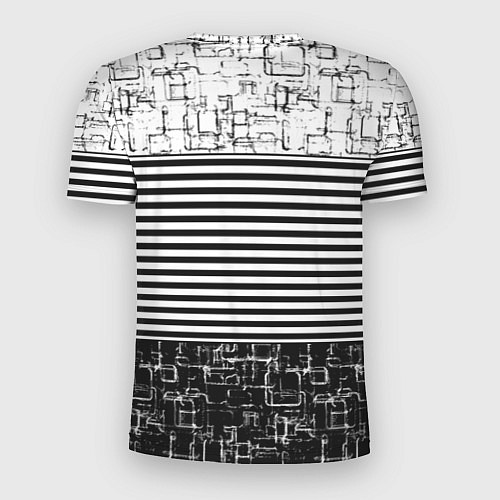 Мужская спорт-футболка Черно-белый комбинированный абстрактный с полосаты / 3D-принт – фото 2