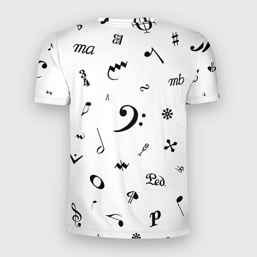Мужская спорт-футболка Нотные Знаки Черные на Белом / 3D-принт – фото 2