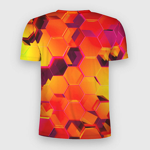 Мужская спорт-футболка НЕОНОВЫЕ ГРАДИЕНТНЫЕ 3D гексаэдры / 3D-принт – фото 2