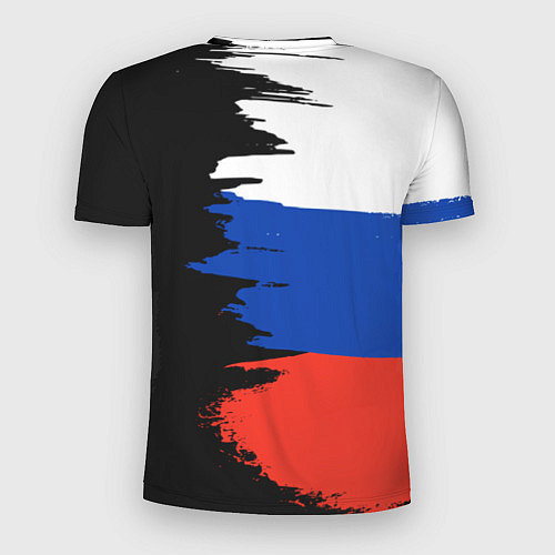 Мужская спорт-футболка Российский триколор на темном фоне / 3D-принт – фото 2