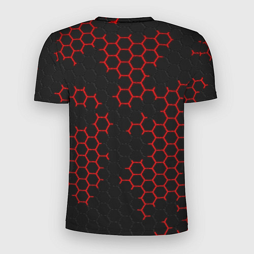 Мужская спорт-футболка НАНОКОСТЮМ Black and Red Hexagon Гексагоны / 3D-принт – фото 2