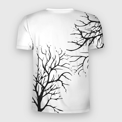 Мужская спорт-футболка Черные ветки деревьев на белом фоне / 3D-принт – фото 2