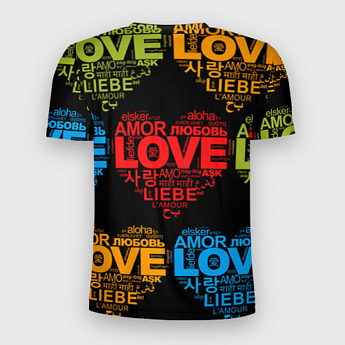 Мужская спорт-футболка Love, Amor, Любовь - Неон версия / 3D-принт – фото 2