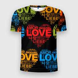 Футболка спортивная мужская Love, Amor, Любовь - Неон версия, цвет: 3D-принт