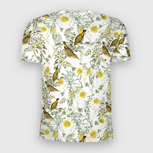 Мужская спорт-футболка Цветы Жёлтые С Птицами / 3D-принт – фото 2