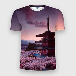 Мужская спорт-футболка Цветение сакуры в Японии