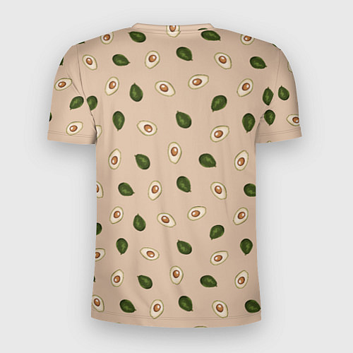Мужская спорт-футболка Авокадо на бежевом паттерн / 3D-принт – фото 2
