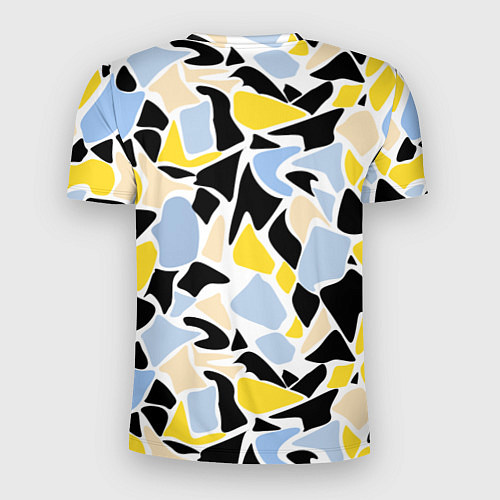 Мужская спорт-футболка Абстрактный узор в желто-голубых тонах на черном ф / 3D-принт – фото 2