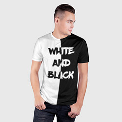 Футболка спортивная мужская White and Black Белое и Чёрное, цвет: 3D-принт — фото 2