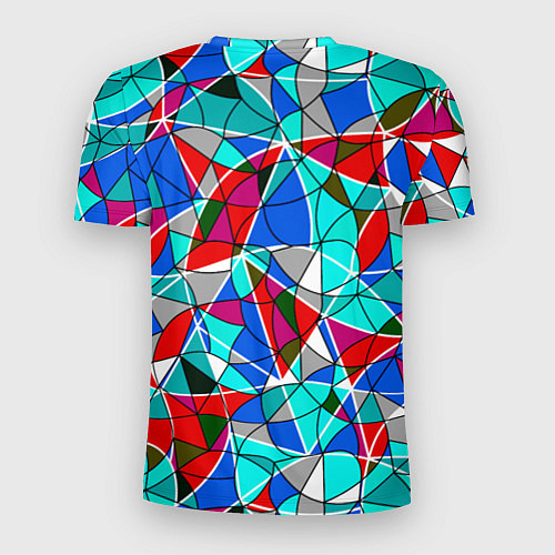 Мужская спорт-футболка Геометрический узор в бирюзово-красных тонах / 3D-принт – фото 2