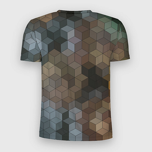 Мужская спорт-футболка Геометрический 3D узор в серых и коричневых тонах / 3D-принт – фото 2