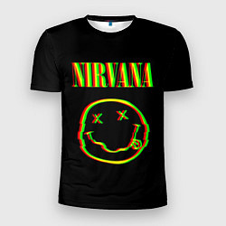 Футболка спортивная мужская Nirvana глитч, цвет: 3D-принт