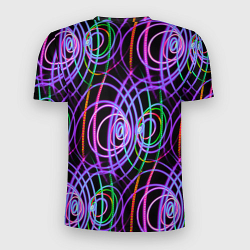 Мужская спорт-футболка Неоновые круги и линии - Фиолетовый / 3D-принт – фото 2