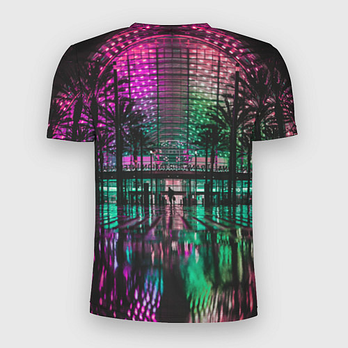 Мужская спорт-футболка Неоновое здание ночью - Розовый / 3D-принт – фото 2