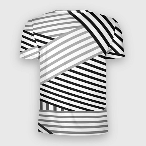 Мужская спорт-футболка Полосатый узор в черно-белых цветах / 3D-принт – фото 2