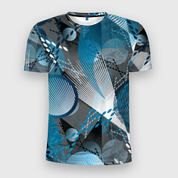 Мужская спорт-футболка Абстрактный серо-синий принт