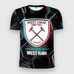 Мужская спорт-футболка West Ham FC в стиле Glitch на темном фоне