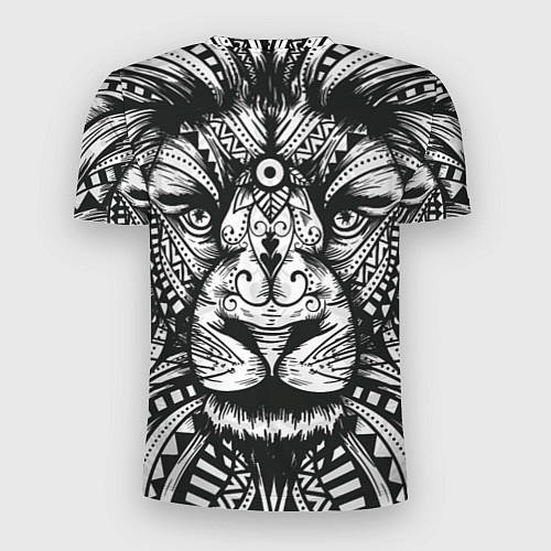 Мужская спорт-футболка Черно белый Африканский Лев Black and White Lion / 3D-принт – фото 2