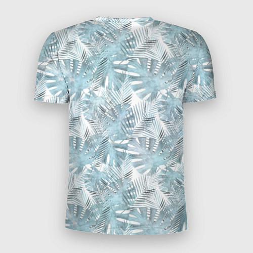 Мужская спорт-футболка Голубые листья пальмы на белом / 3D-принт – фото 2