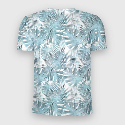 Мужская спорт-футболка Голубые листья пальмы на белом / 3D-принт – фото 2