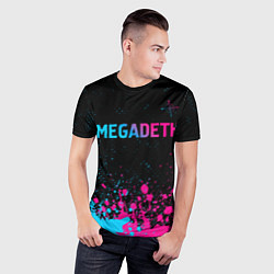 Футболка спортивная мужская Megadeth - neon gradient, цвет: 3D-принт — фото 2