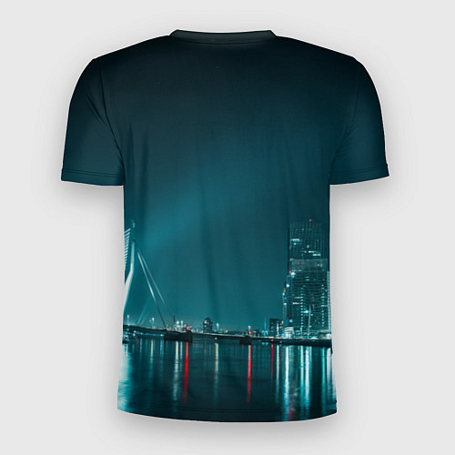 Мужская спорт-футболка Неоновый мост и город - Светло-синий / 3D-принт – фото 2