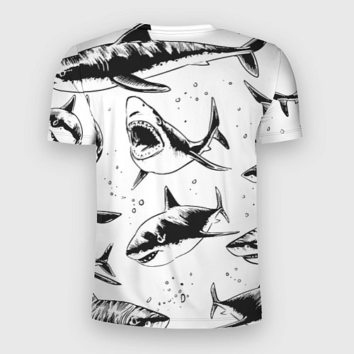 Мужская спорт-футболка Кровожадные акулы - стая / 3D-принт – фото 2