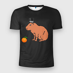 Мужская спорт-футболка Капибара в цилиндре