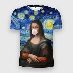 Мужская спорт-футболка Мона Лиза Приколы - Звездная ночь